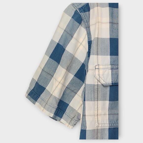 Mens Carhartt Relaxed Fit Short Sleeve Button Down Blue Plaid Size Large - Picture 2 of 4